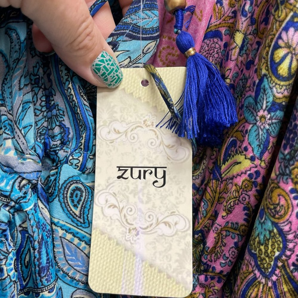 COPY - NEW NWT SEA & SAND BATIK SOFT BLUE RAYON BARE BACK HALTER TIE SUMMER DRE… - Picture 2 of 8